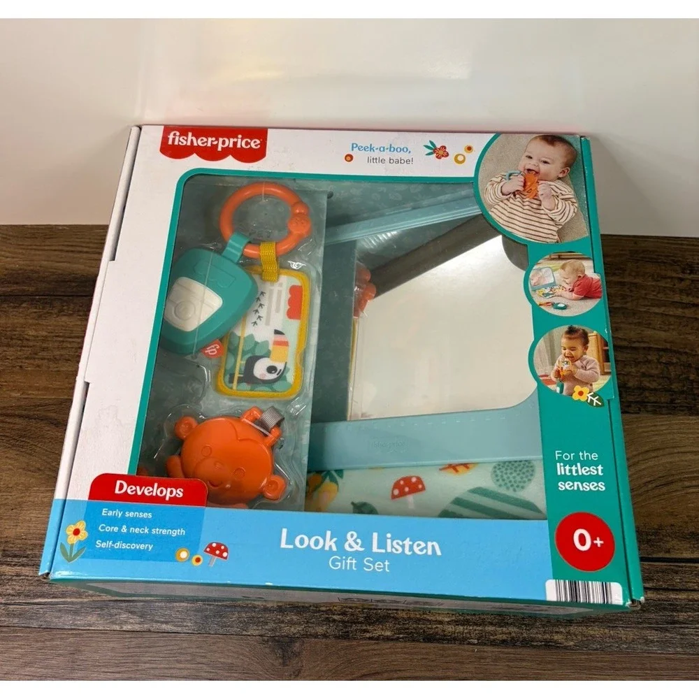 Fisher Price Look & Listen Gift Set with Rattle Mirror & Teether Sensory Toys